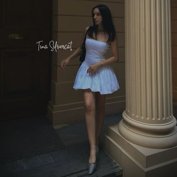 BLOGGER'S FAVE! Zara Mini Dress With Puff Skirt White NWT - Picture 10 of 16